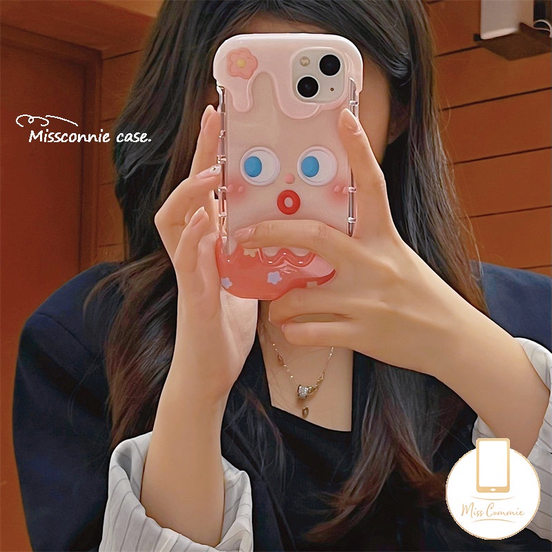 IPHONE Ins Ice Cream Phone Case Kompatibel Untuk Iphone11 12 13 14 Pro Max XR 7Plus X 7 8 Plus XS Max SE 2020 Lucu Lucu Pasangan Ekspresi Shockproof Lembut TPU Cover