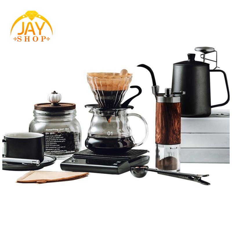 Hand Brewed Coffee Set Alat Barista Luar Ruangan Dripper Filter Kopi Ketel Manual Grinder Portabel Gooseneck Ketel