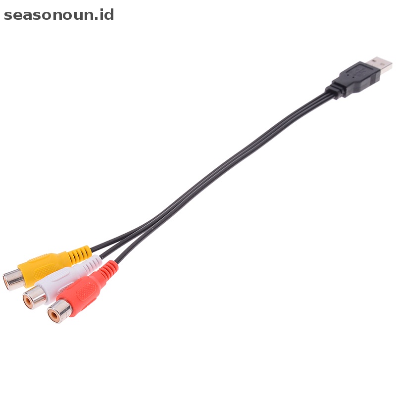 Seasonoun usb male plug to 3kabel rca female adapter audio converter usb to rca.