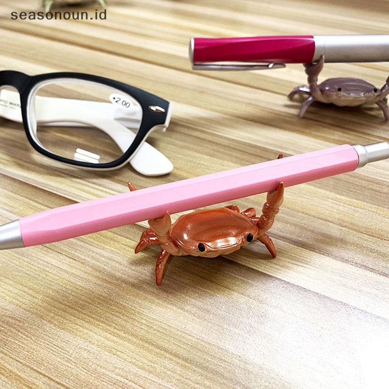 Seasonoun Kreatif Lucu Crab Pen Holder Weightlifg Crabs Penholder Rak Penyimpanan.