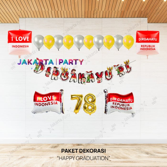 Paket DIRGAHAYU RI #12 / Paket HUT RI / paket dekorasi merah putih