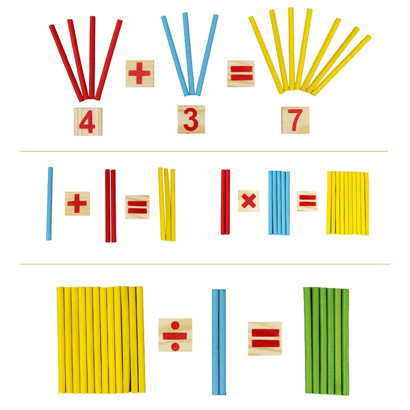 Tongkat Hitung Kayu Anak Belajar Matematika Mainan Angka Hitung Montessori Mathematics Mainan Edukasi Dini