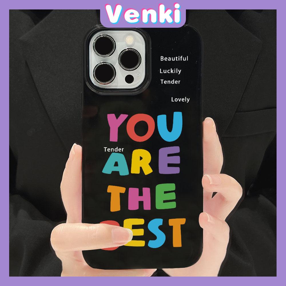 VENKI - For iPhone 11 iPhone Case Black Glossy TPU Soft Case Shockproof Protection Camera Interesting Colored English Compatible with iPhone 14 13 Pro max 12 Pro Max xr xs max 7 8