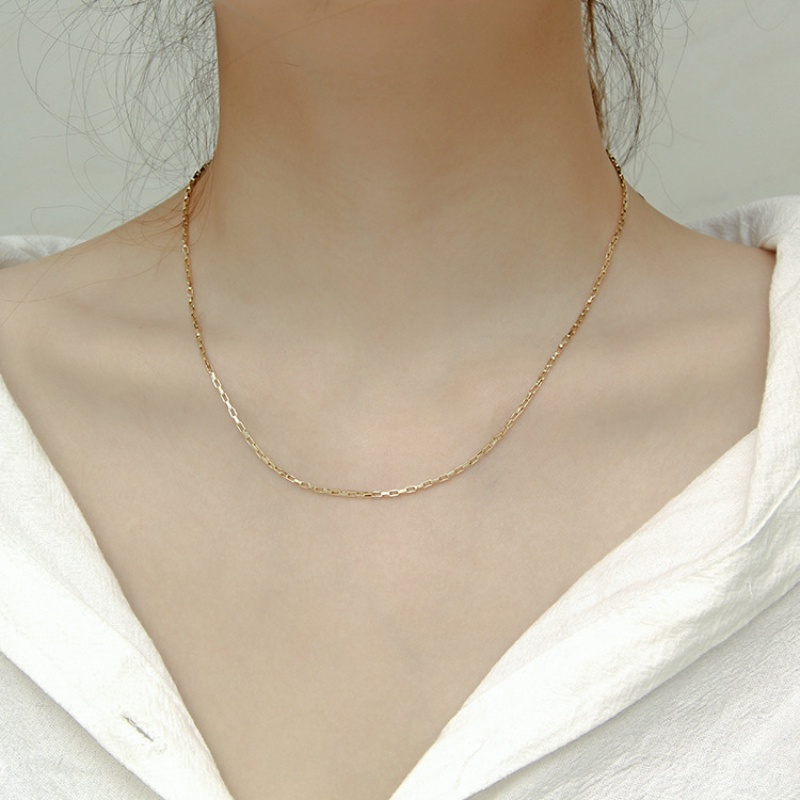 925 sterling silver Kalung niche Desain Rasa 18k Emas Bambu Kalung 1.5 mm Wanita Rantai Serbaguna Pakaian Yang Cocok Rantai