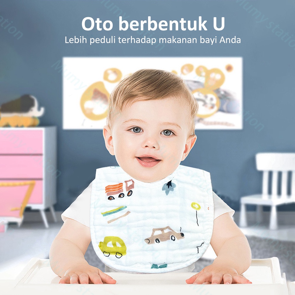 Mumystation Celemek Makan Bayi Bibs Slaber Bayi Bahan Katun Lembut