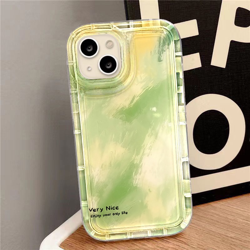 IPHONE Green Fresh Phone Case Kompatibel Untuk Iphone7Plus8Plus6Plus11 14 13 12 Pro MAX XR X XS MAX SE Airbag Shockproof Cover