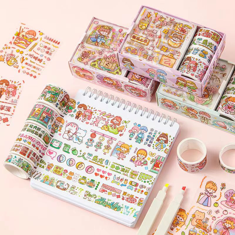 

COD-Set Stiker Kotak Hadiah Kartun// Set Stiker Washi DIY Estetika Dekoratif// Set Stiker Kertas Washi Scrapbooking