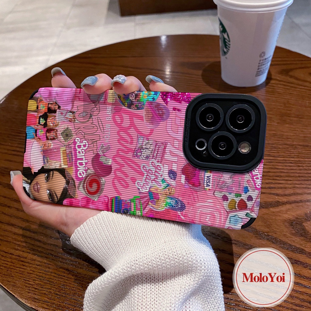 IPHONE Casing Ponsel Silikon Tahan Guncangan Pretty Princess Barbie Kartun Lucu Untuk Iphone11 13 14 12 Pro Max7 8 Plus 11 Pro Max XR X XS Max 7Plus Tekstur Kulit Mewah Soft Cover