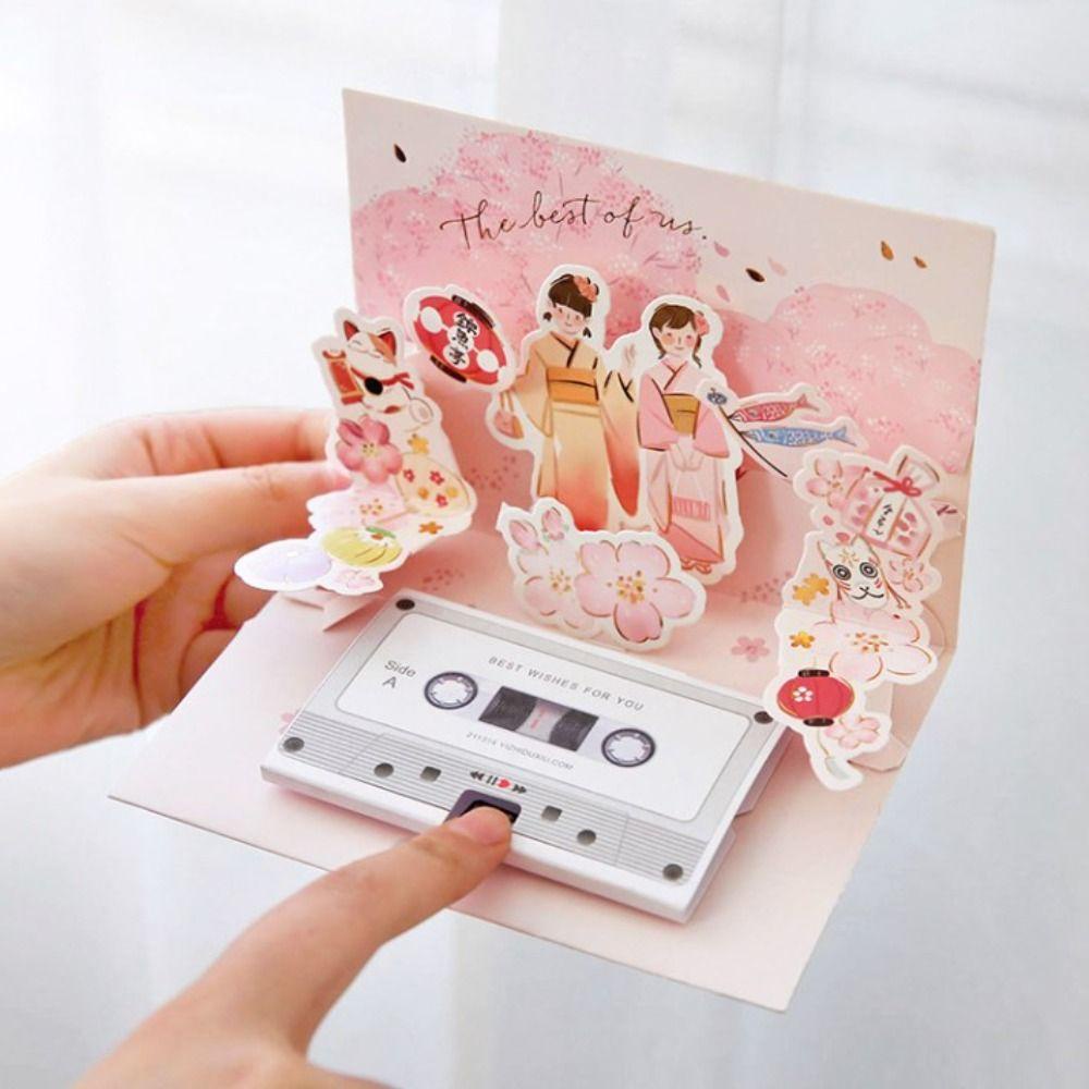 Mxbeauty DIY Kartu Audio Fashion Hadiah Ulang Tahun Yang Dipersonalisasi Pengakuan Merekam Suara Anda Rekaman Kartu Ucapan Kaset Tape Cards