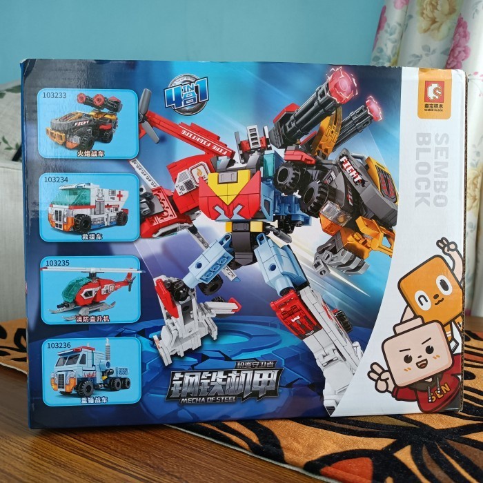 Mainan Anak Sembo Block Brick Mecha of Steel 4 in 1