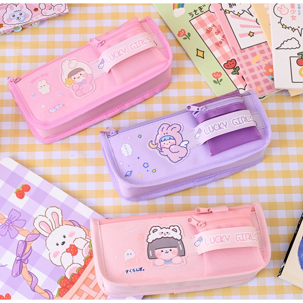 

TXS17 Korean Pen Pencil Case Simple Lucky Girls Kotak Tempat Pensil Box KTM