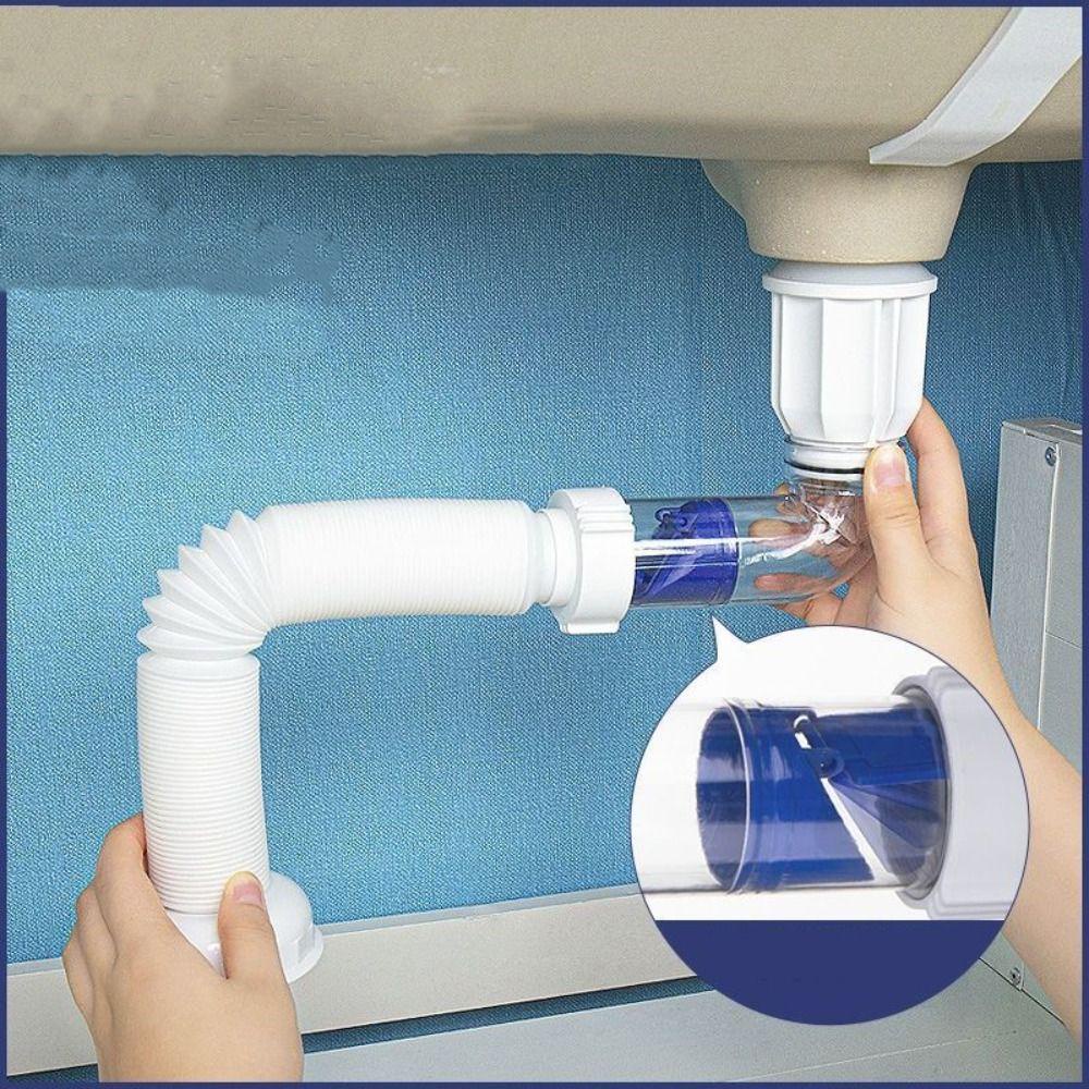 Lanfy Pipa Pembuangan Wastafel Expandable 1Pcs Wastafel Dapur Bergelombang Lengkung Pipe Sink Deodorant Adjustable Sewer Drain