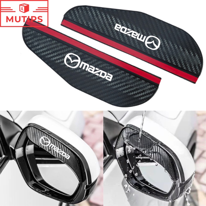 Mazda 2Pcs Spion Mobil Serat Karbon Visor Hujan Pelindung Alis Cover Stiker Untuk Mazda2 6 5 CX9 2 3 CX5 CX30 CX8 CX3 BT50