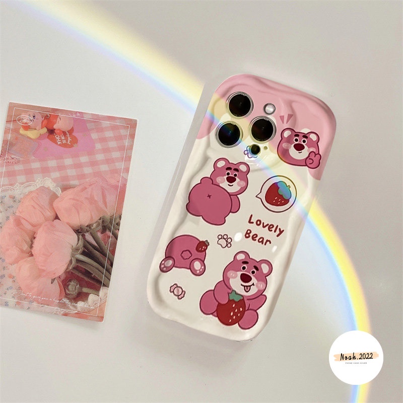 IPHONE Kartun Doraemon Case Kompatibel Untuk Iphone6 6S 7 8 Plus XR 11 Pro MAX 12 14 13 Pro MAX X XS MAX Cute Manyo Bear 3D Wavy Curved Edge Glossy Airbag Shockproof Couples Soft Cover