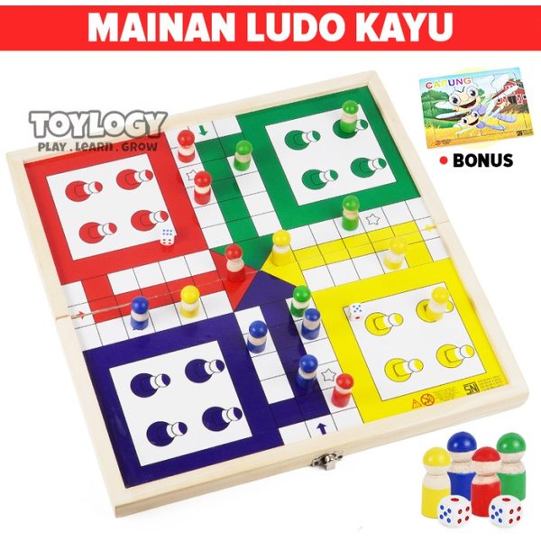 Mainan Anak Ludo Kayu Pinus Jumbo Papan Permainan Keluarga Family Game Wooden Games Edukasi