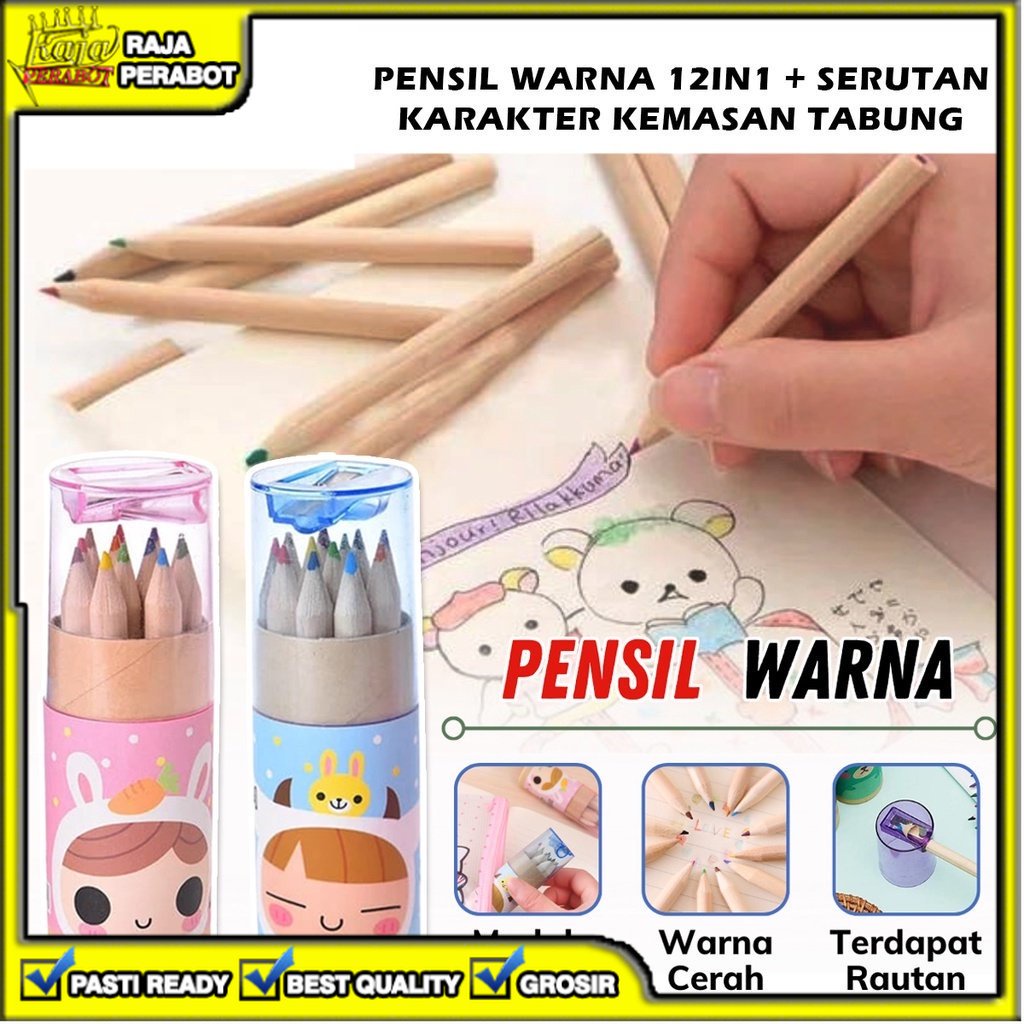 

[RPB] ALAT MENGGAMBAR MEWARNAI PENSIL WARNA 12 IN1 KEMASAN TABUNG COLOUR PENCIL