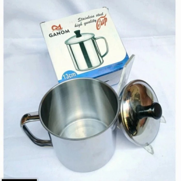 Mug Stainless Steel Tebal Cangkir Gelas Mug Teh Kopi Stainless Ganom - 9cm