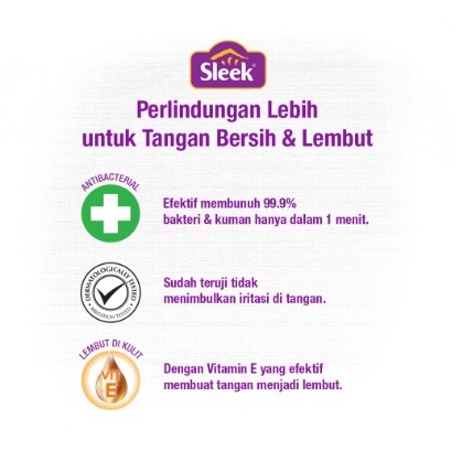 Sleek Sabun Cuci Tangan Apple , Lemon , Strawberry Pouch 400 ml