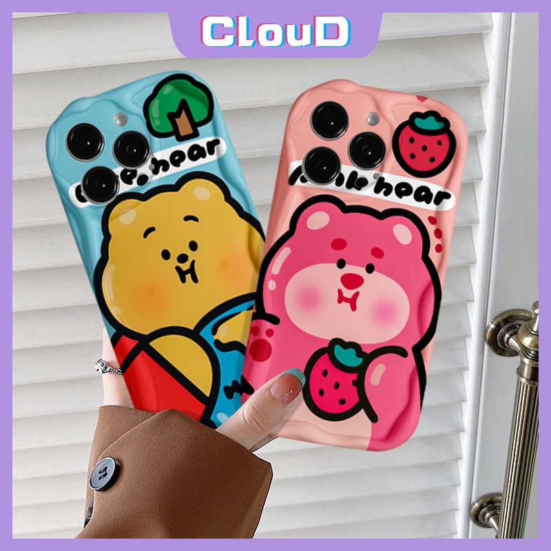 Untuk Samsung A14 A12 A03 A20s A30 A51 A04 A13 A23 A50 A20 A30s A04s A32 A02s A03s A10s A24 A21s A11 A52 Cute Winnie The Pooh Manyo Bear 3D Wavy Curved Edge Glossy Soft Case