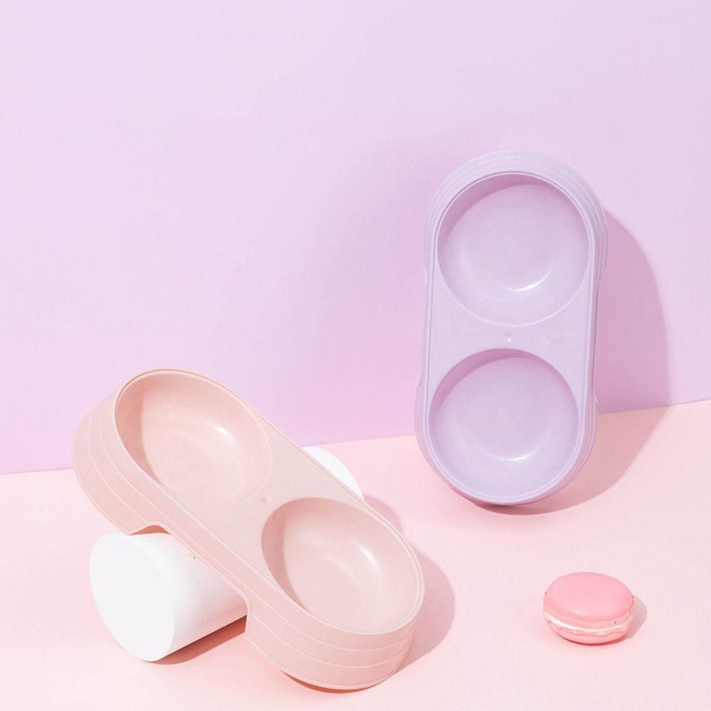 REBUY Rebuy Cat Double Bowl 1PC Aksesoris Pet Warna Permen Praktis Tray Makanan Anjing Plastik Tahan Lama