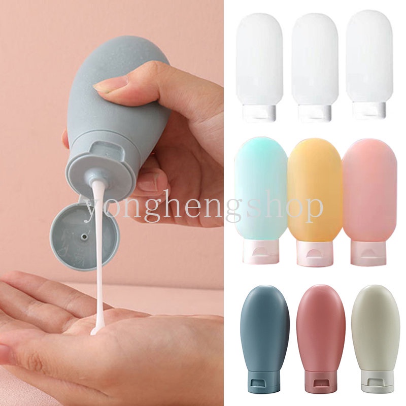 Nordic 60ml Botol Flip Botol Isi Ulang Travel Portable Shampoo Shower Gel Botol Squeeze Tabung Sub-Botol Tabir Surya Dispenser Pembersih Wajah Wadah Lotion