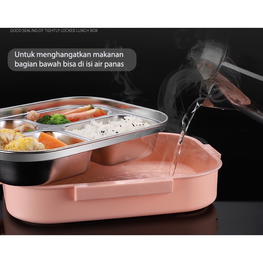 Lunch Box 304 Stainless Steel + Bag Kotak Bekal Stainless Kotak Makan Premium Bisa Menghangatkan Makanan Praktis /lunch box set /180ml Mangkuk