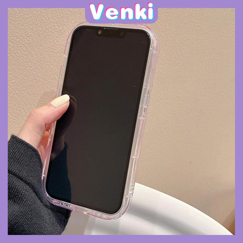 VENKI - For iPhone 11 iPhone Case Laser Reflective Transparent Phone Case TPU Soft Shockproof Airbag Case Protection Pink English Compatible with iPhone 14 13 Pro max 12 Pro Max