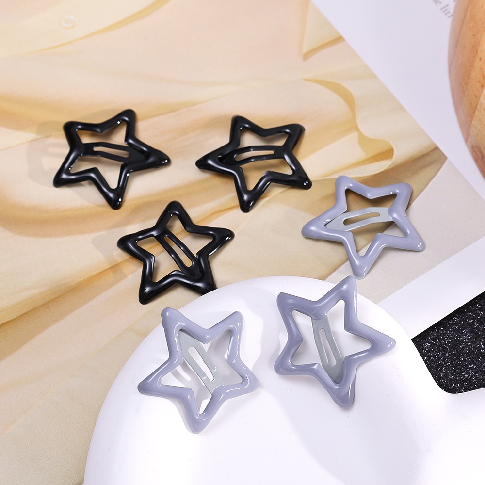 Grosir/y2k Style Women Hair Clip/Hot Girls Vintage Pentagram Star Hip Hop Hairpin/Ladies Simple Hair Pin/Jepit BB Cewek/Aksesoris Rambut Elegan