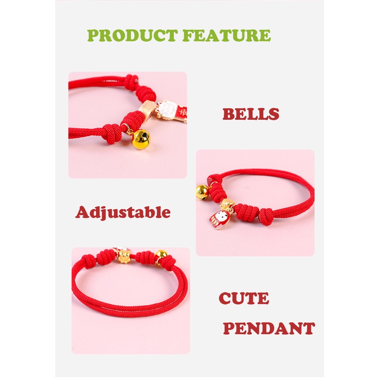 Kucing Kerah Beruntung Merah Kalung Pet Adjustable Kartun Anyaman Koi Lucu Puppy Kitten Aksesoris Untuk Anjing Kecil