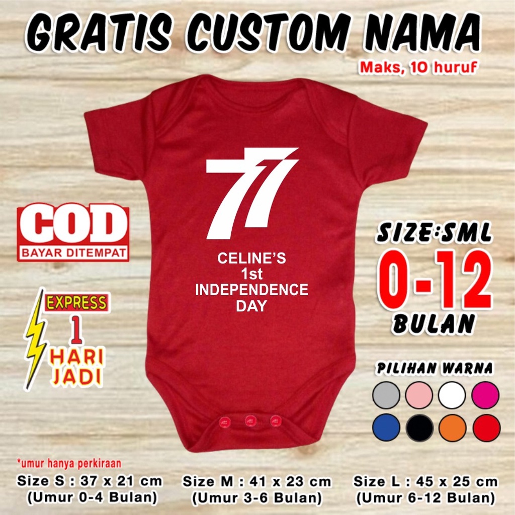 Baju Bayi INDONESIA HUT RI GRATIS CUSTOM NAMA Jumper 17 Agustusan Pakaian Dirgahayu Merah Putih Sera