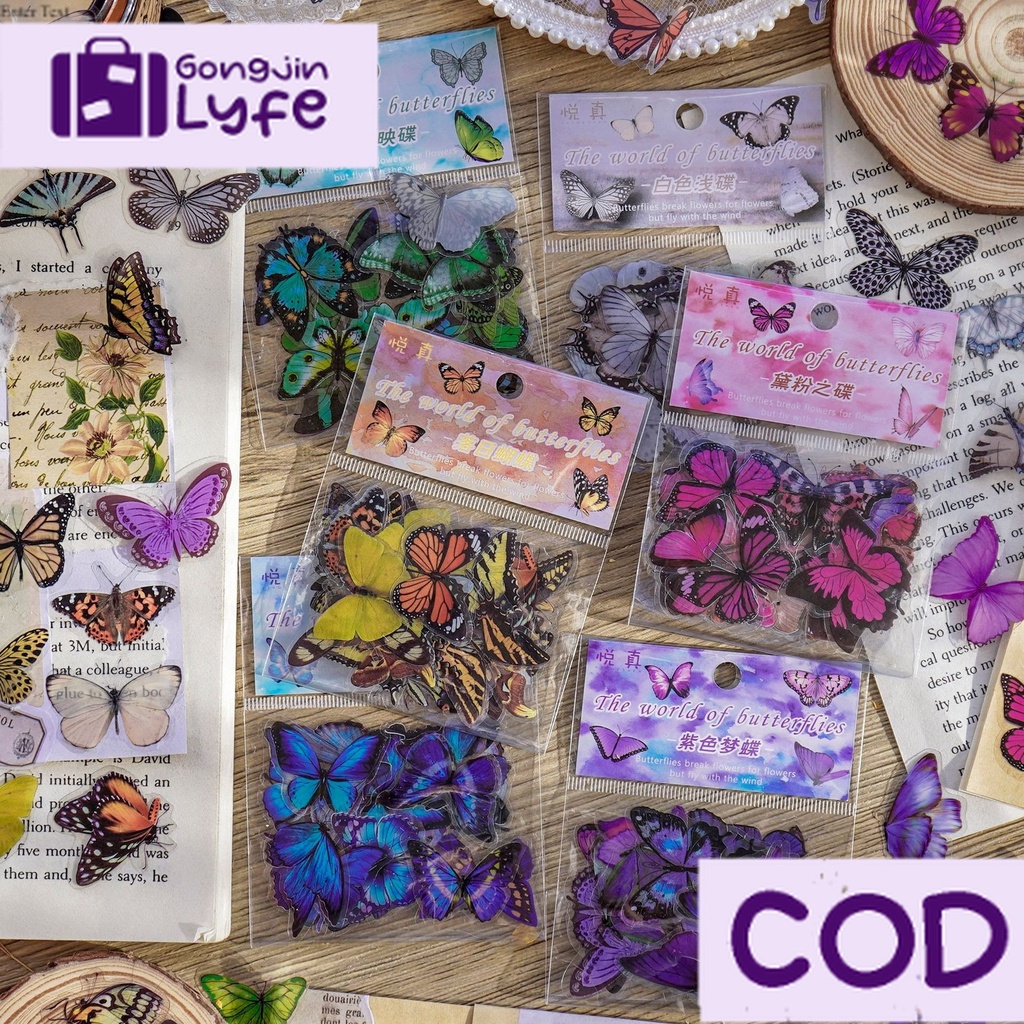 

[Gongjin] 40pcs Sticker BUTTERFLY / Stiker Kupu Kupu Hiasan DIY Scrapbook Journal Bujo Journaling Diary Buku Harian Botol Minum