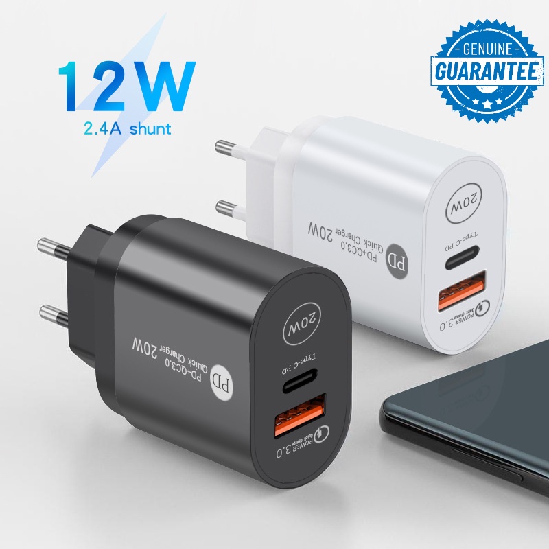 Baru PD 12W Charger Telepon 5V2.4A Kepala Cas Tipe-c PD Kepala Cas Adaptor Standar EU/US/UK