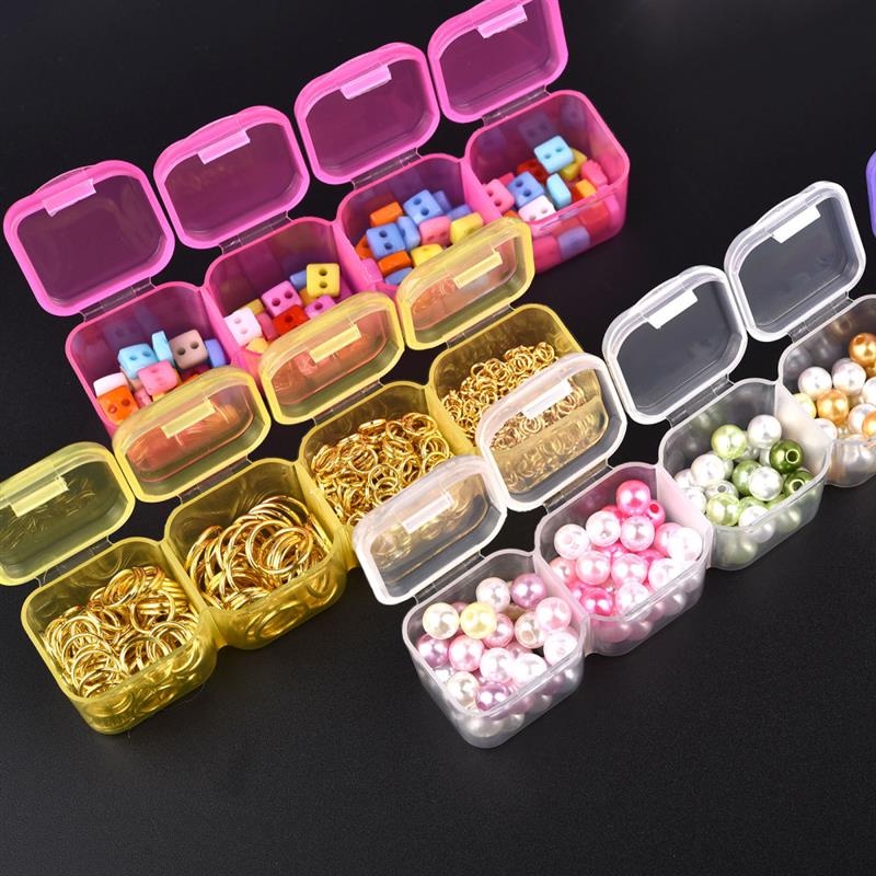 28kisi Kotak Penyimpanan Plastik Warna-Warni Bening Universal Tahan Debu Nail Art Dekorasi Wadah Transparan Persegi Kosong Cincin DIY Beads Jewelry Organizers