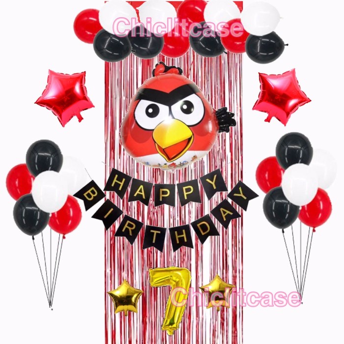 SALE paket dekorasi ulang tahun anak / balon sonic / spongebob/pororo/pooh - Angry bird Termurah