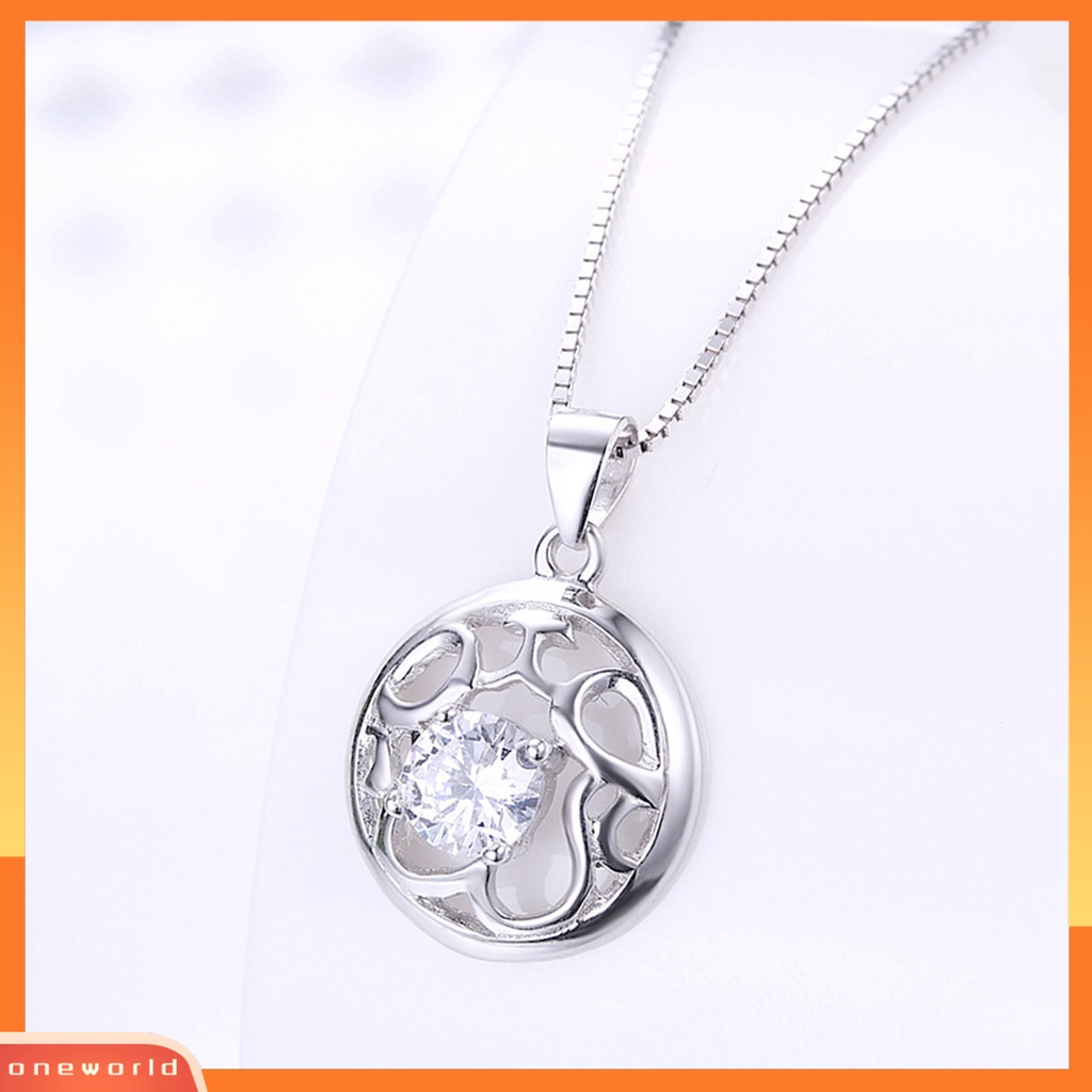 [ONE] Silverhoo Liontin Rantai Desain Berongga Tipis Ringan Permukaan Glossy Ramah Kulit Ladies Kalung Fashion Perhiasan