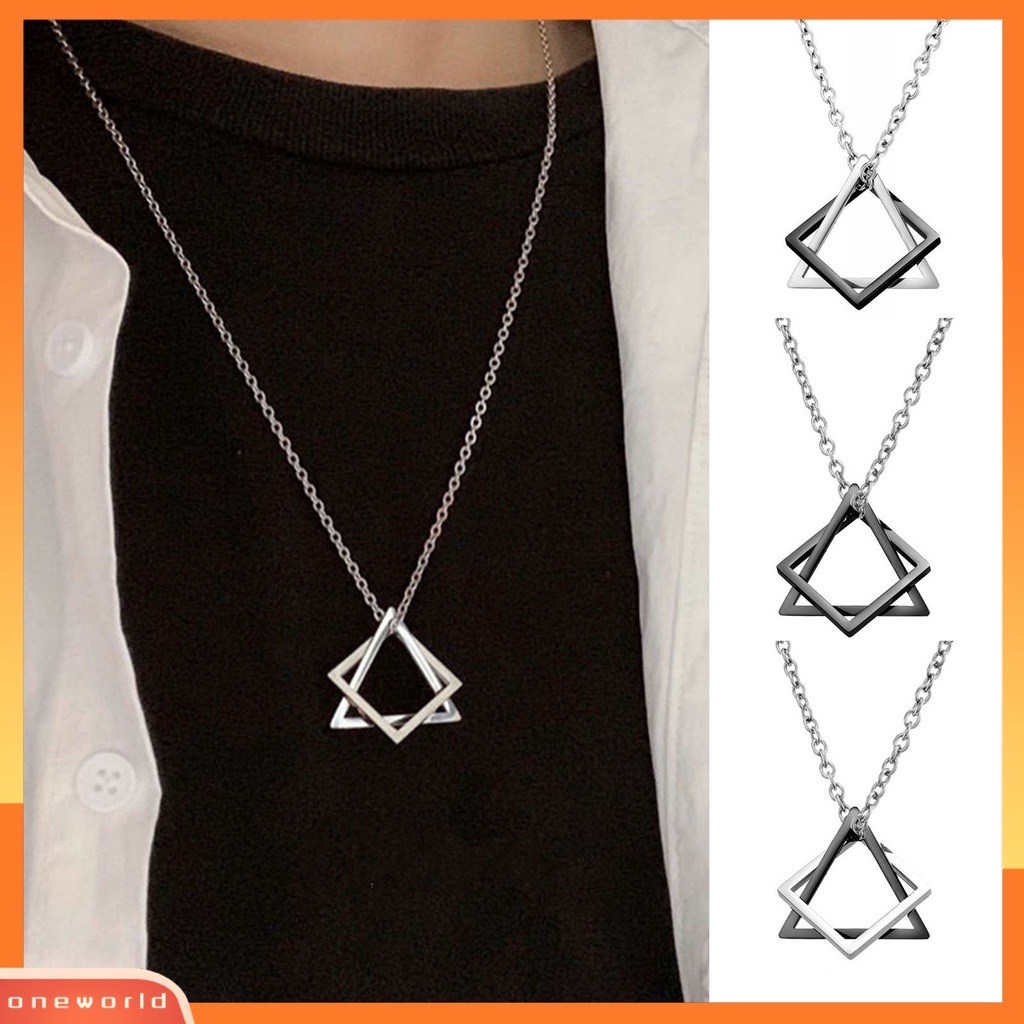 [ONE] Kalung Pria Warna Kontras Bentuk Segitiga Gaya Hip-hop Retro Men Pendant Untuk Pakaian Sehari-Hari