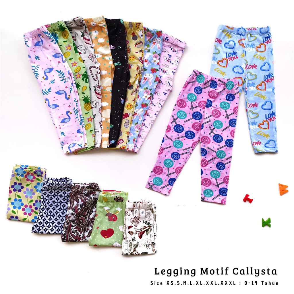 Celana Legging Anak Perempuan Motif 3 Bulan Sampai 14 Tahun Paket Hemat