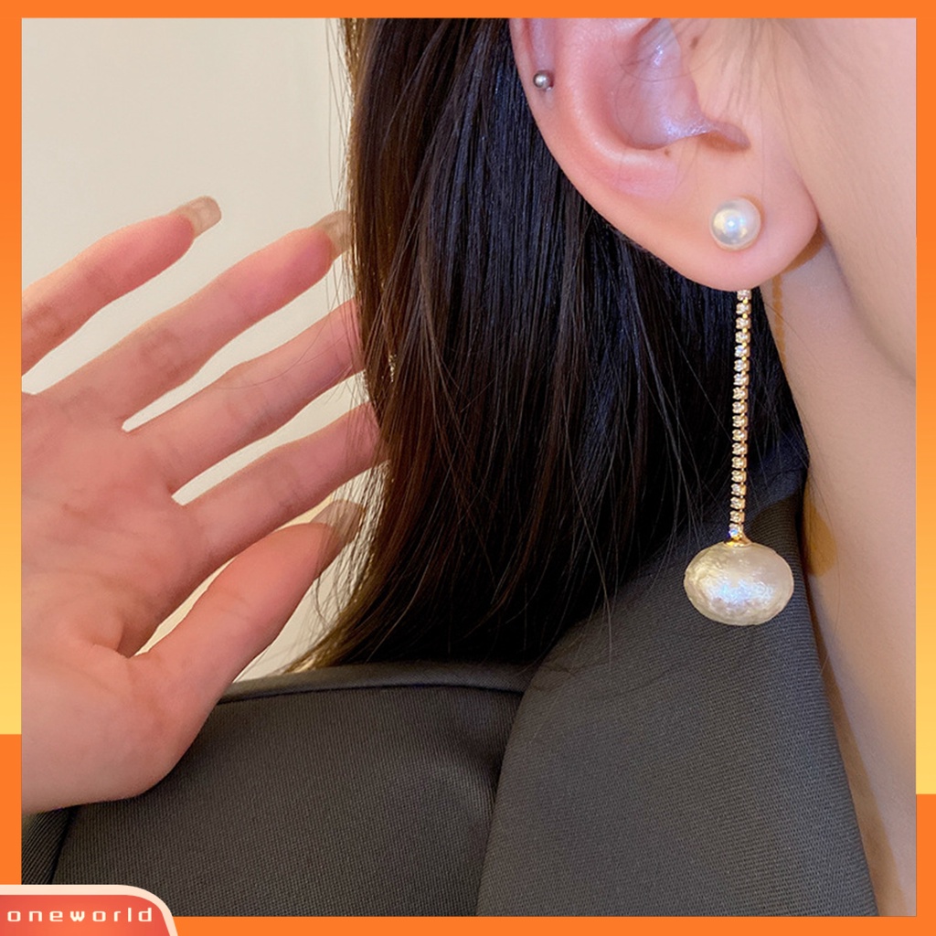 [ONE] 1pasang Anting Pejantan Mutiara Imitasi Antik Elegan Panjang Berlian Imitasi Rumbai Wanita Menjuntai Drop Earrings Fashion Perhiasan Aksesori Hadiah Yang Sempurna
