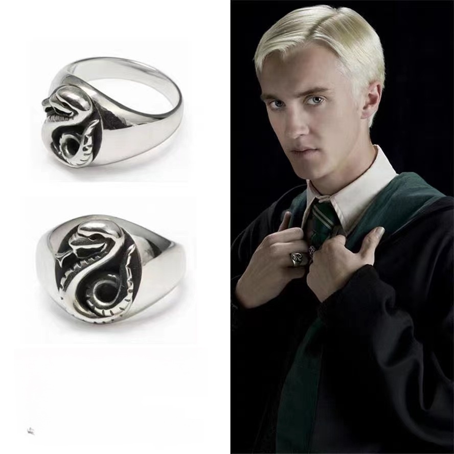 Cincin Insignia Keluarga Draconic Malfoy Klasik Untuk Pria: Snake House Style