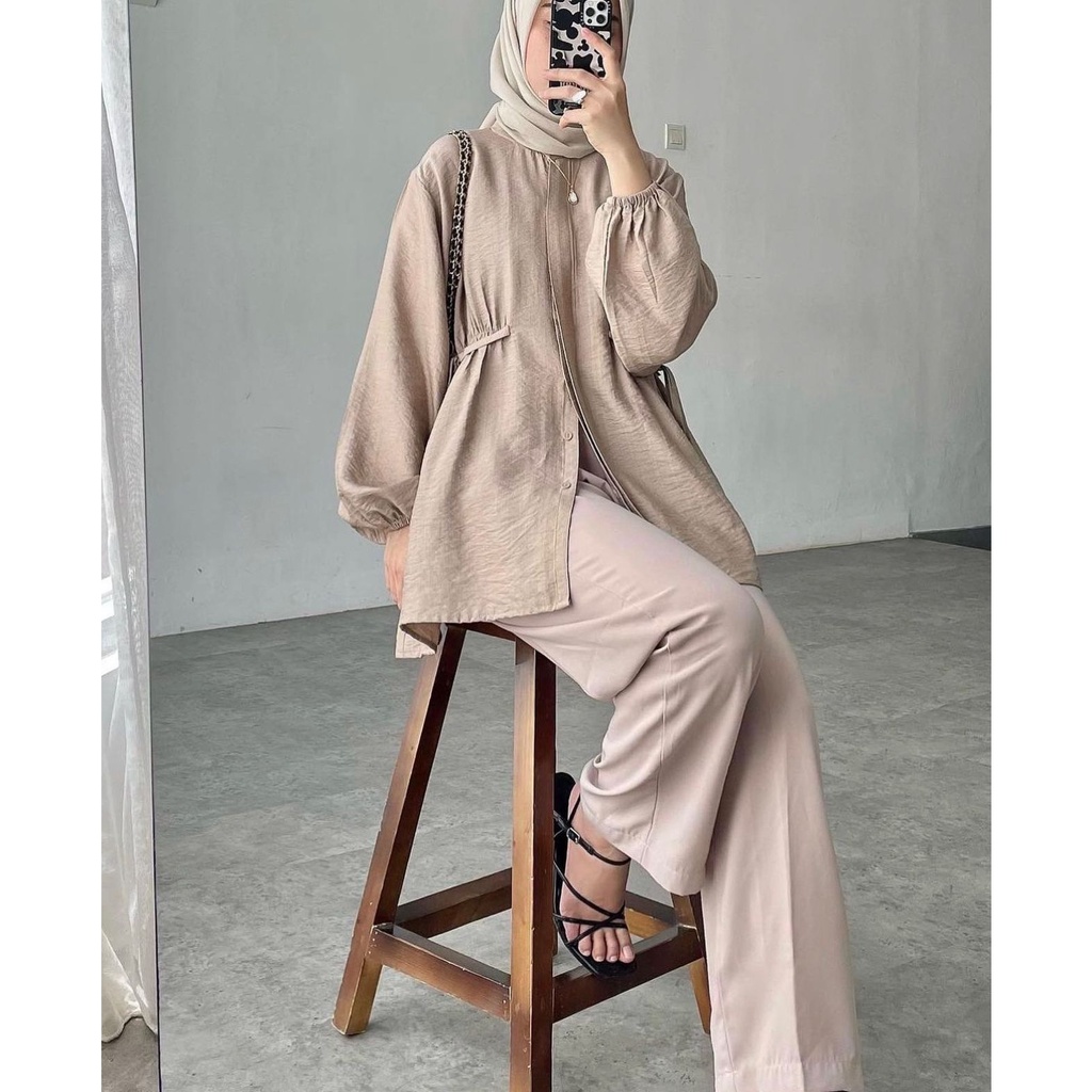 Blouse Polo Linen Wanita Muslimah Premium Model Terbaru - LOZA