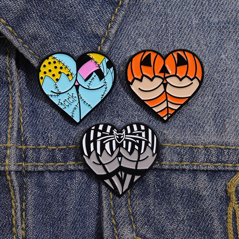 Kreatif Pantat Jantung Enamel Pin Bros Punk Jantung Warna-Warni Bros Lencana Halloween Perhiasan Hadiah Untuk Teman