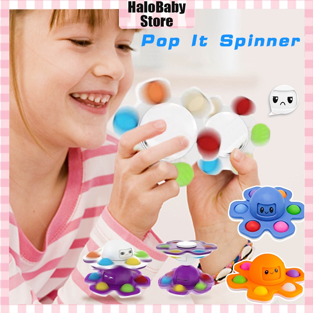 Halo Baby Pop It Fidget Spinner/ Stress Relief Silicone Interactive Flip Octopus Change Faces Spinner fingertip spinner gurita