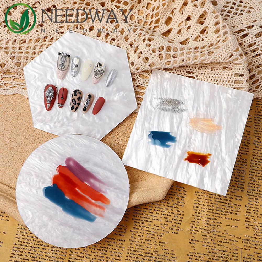 SKJK   Palet Nail Art Bulat Kotak Gel Polish Color Mixing Shell Piece Praktek Display Foundation Mixing Palette Color Palet Cat