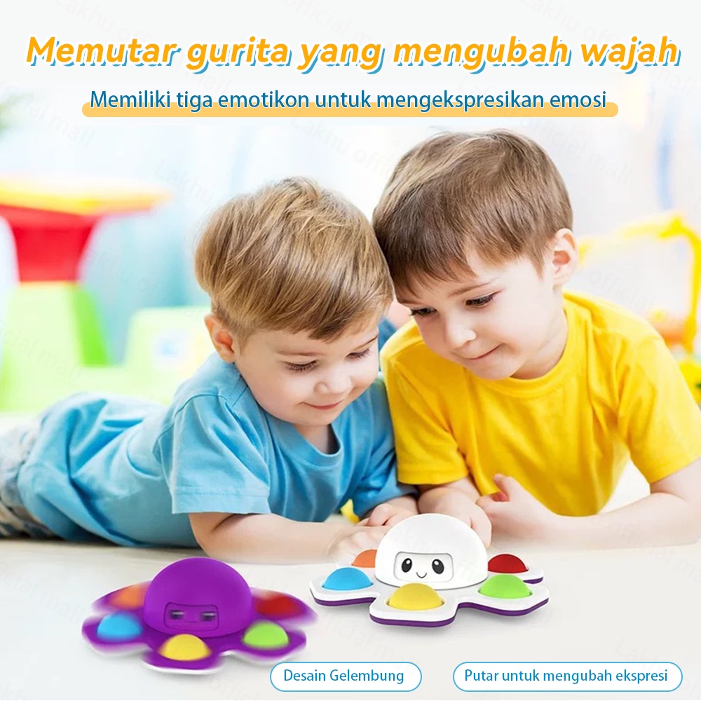 Lakhu Mainan Edukasi Anak Fidget Spinner Baby Pop It Spinner Perubahan Wajah Gurita