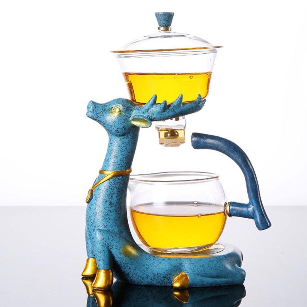 Gelas Otomatis Lazy Tea Set Teko Mangkuk Berputar Magnetik Untuk Rumah Biru