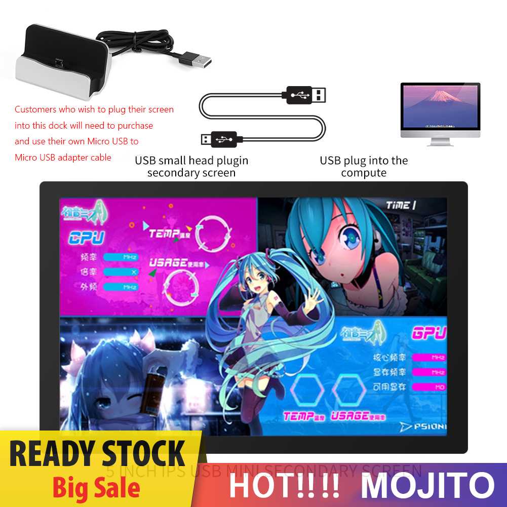 5inch IPS LCD Display CPU GPU RAM HDD Layar Display Komputer Untuk Bebas AIDA64