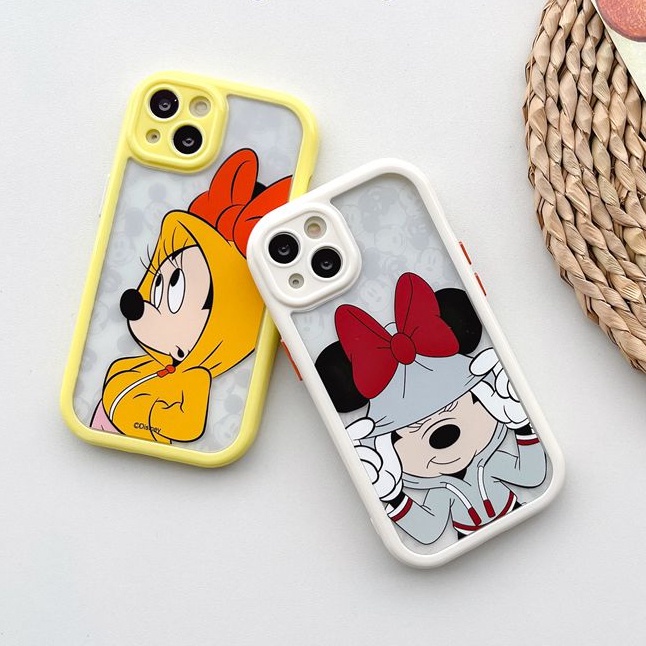 All New Cream Non-slip Camera Protect Soft Case IPhone X XR XS Max 11 12 13 14 Pro Max Women Girl Pretty Cute Couple Mickey Minnie Cartoon Phone Case