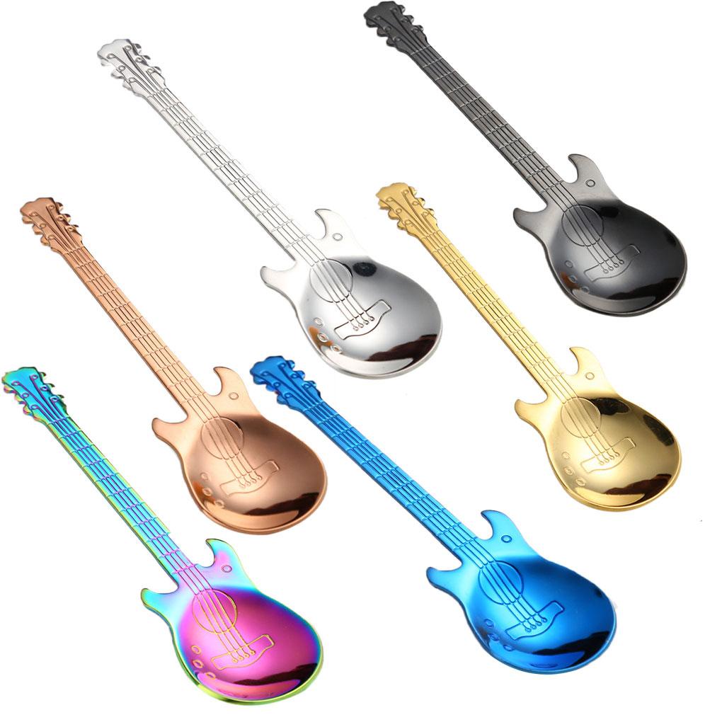 Sendok Gitar Kartun Stainless Susu Kopi Cream Sendok Teh Es Permen Dessert Untuk Bar Rumah