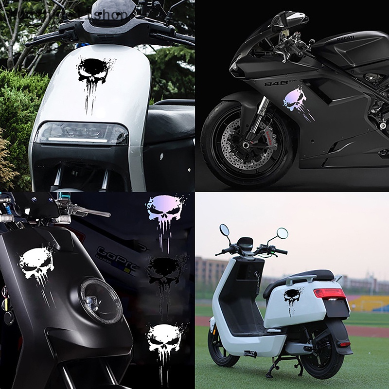 Sho Skull Sticker Reflektif Decal Stiker Motor Anti Air Perlindungan Matahari N