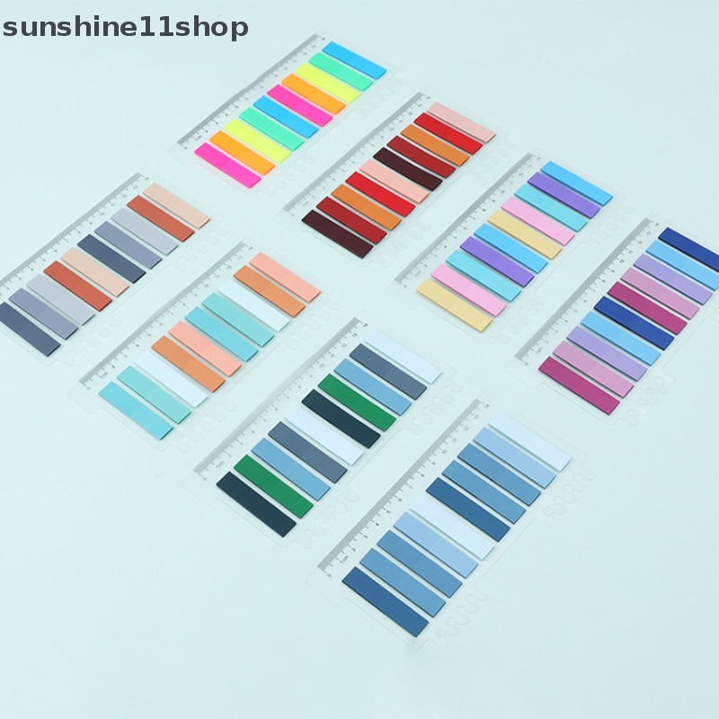 Sho 200 Pcs Transparan Index Kertas Nota Kantor Sekolah Perlengkapan Alat Tulis Persegi Panjang Kecil Neon Stiker Strip Sticky Note N